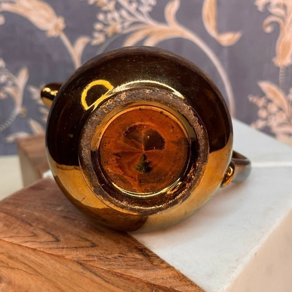 Antique 19th Century English Copper Luster Blue Floral Band Creamer Lot B